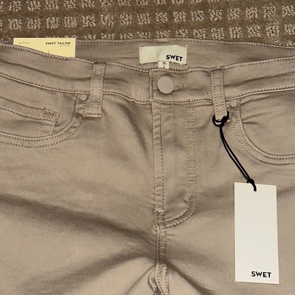 NEW Swet Tailor Duo Pants True Khaki size 30x30 slim fit - Picture 3 of 16